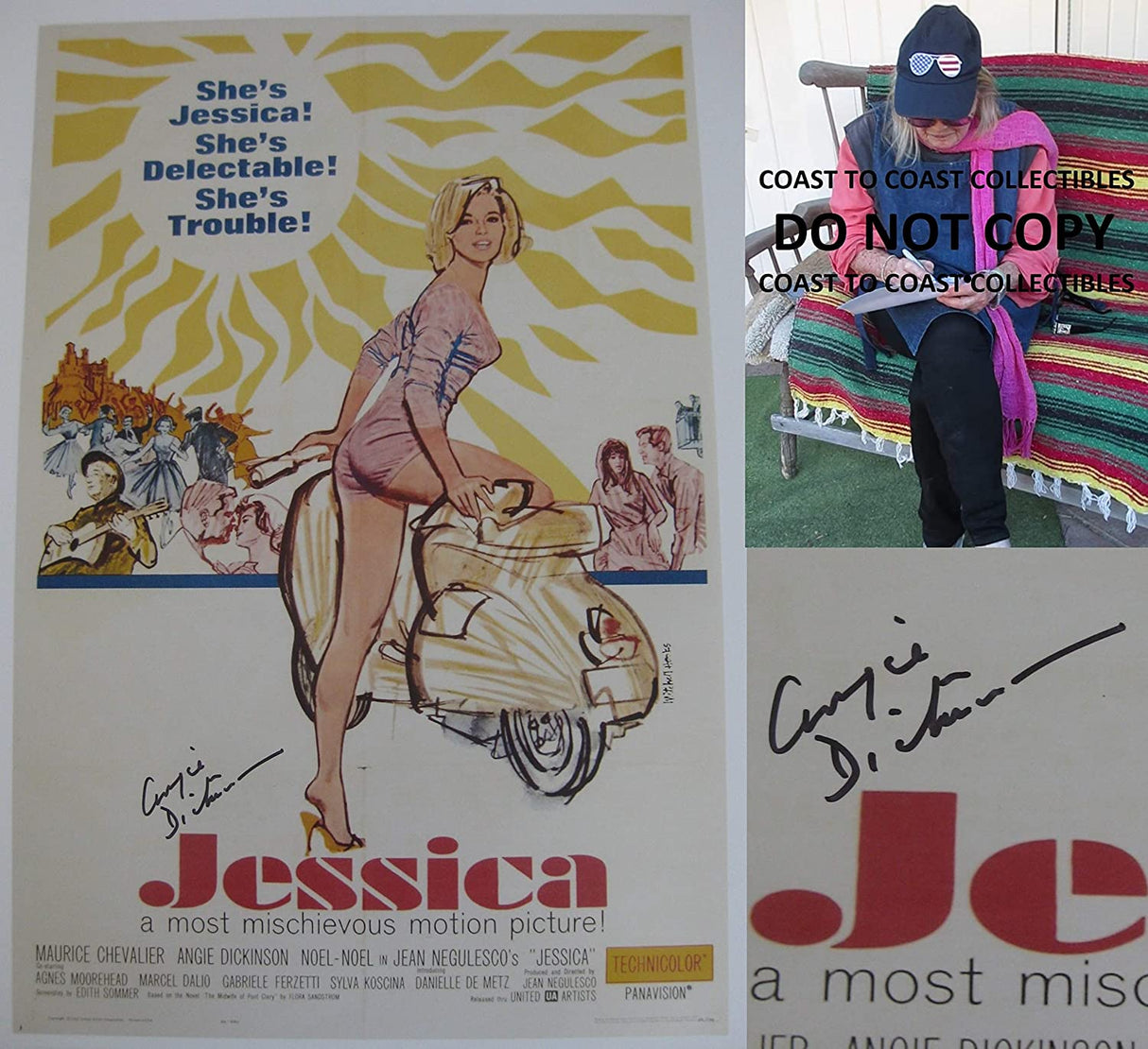 Angie Dickinson signed 12x18 Jessica movie photo poster COA proof STAR