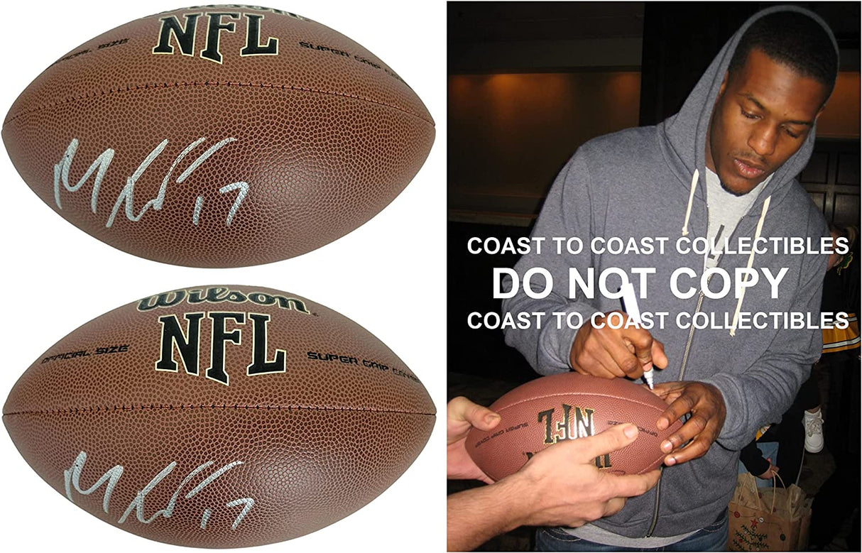 Mike Wallace Pittsburgh Steelers signed NFL football exact proof COA autographed