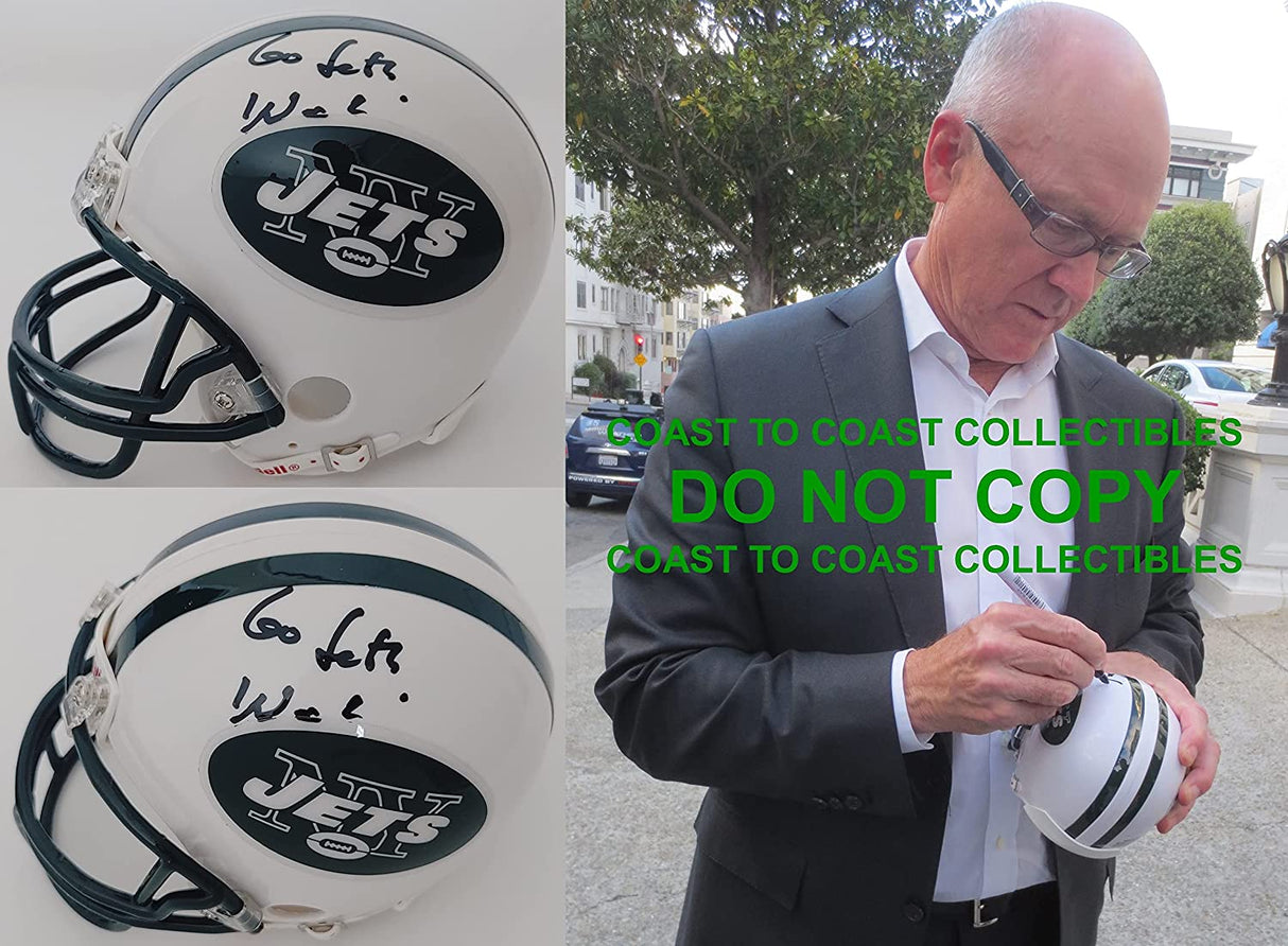 Woody Johnson autographed New York Jets mini football helmet COA exact proof