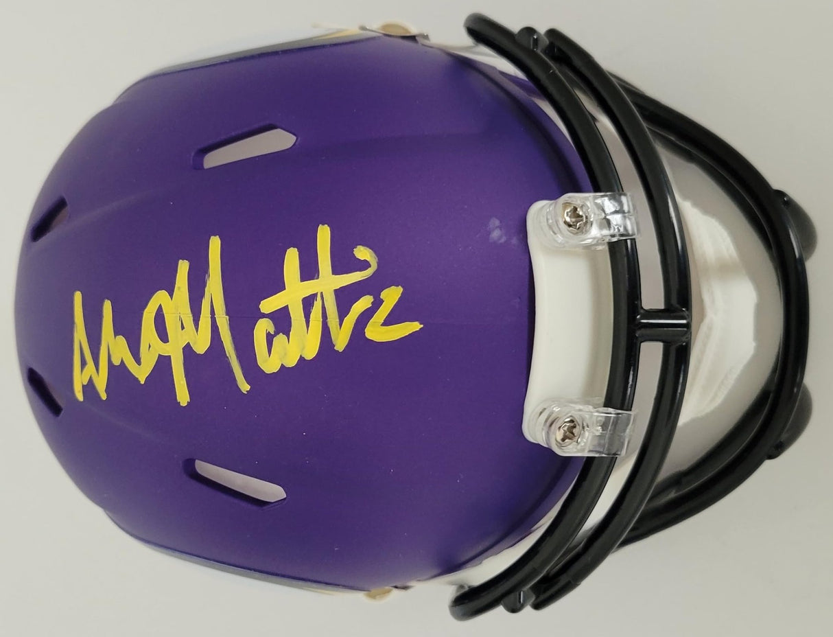Alexander Mattison signed Minnesota Vikings mini football helmet proof COA autographed.