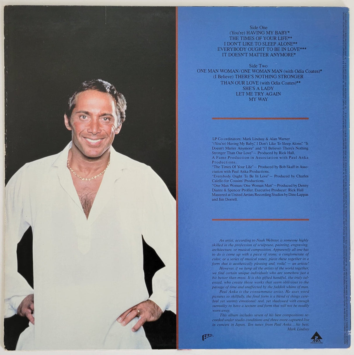 Paul Anka signed His Best album vinyl record COA proof autographed STAR