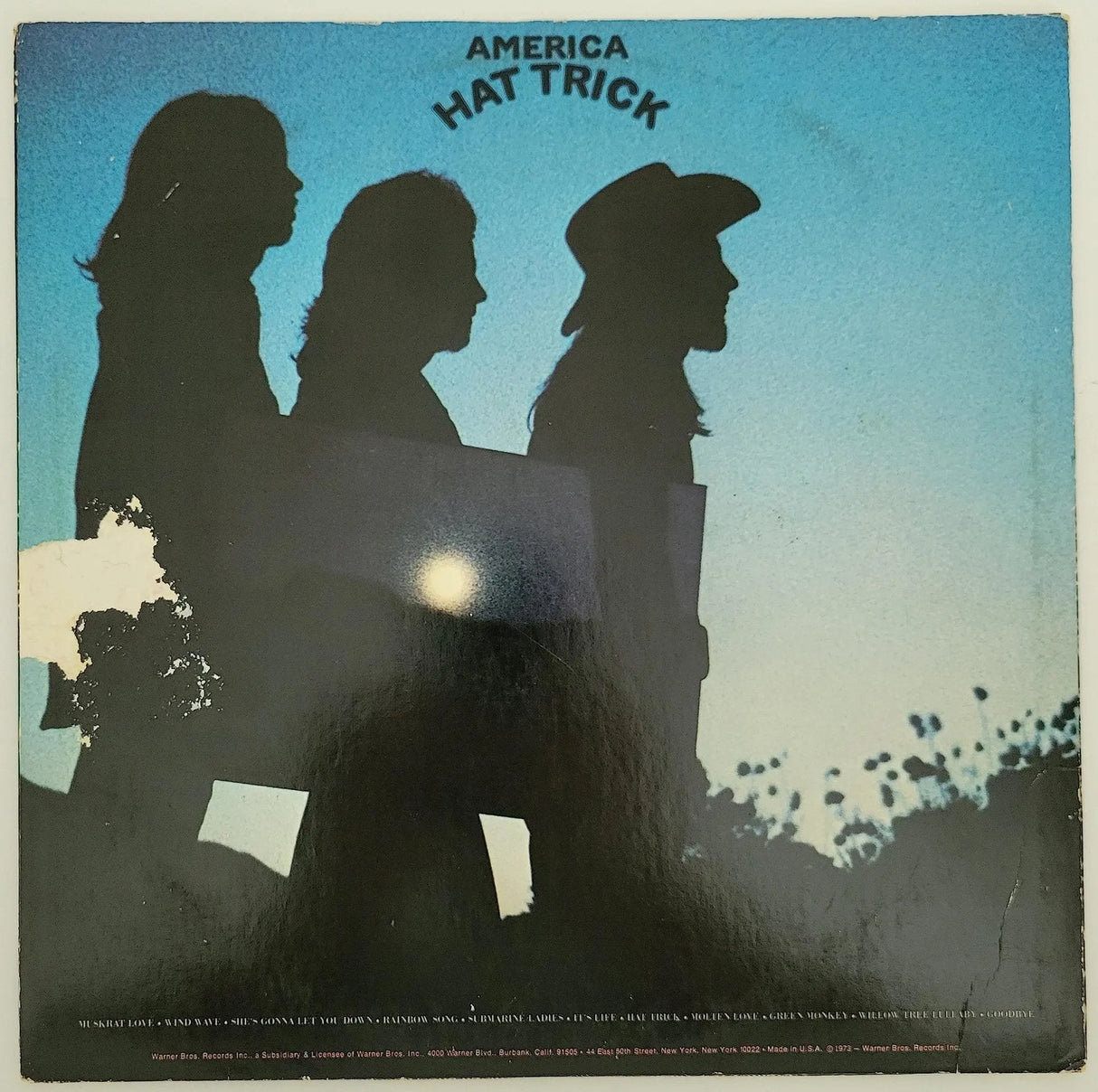 Dewey Bunnell Gerry Beckley signed America Hat Trick album vinyl record COA proof STAR