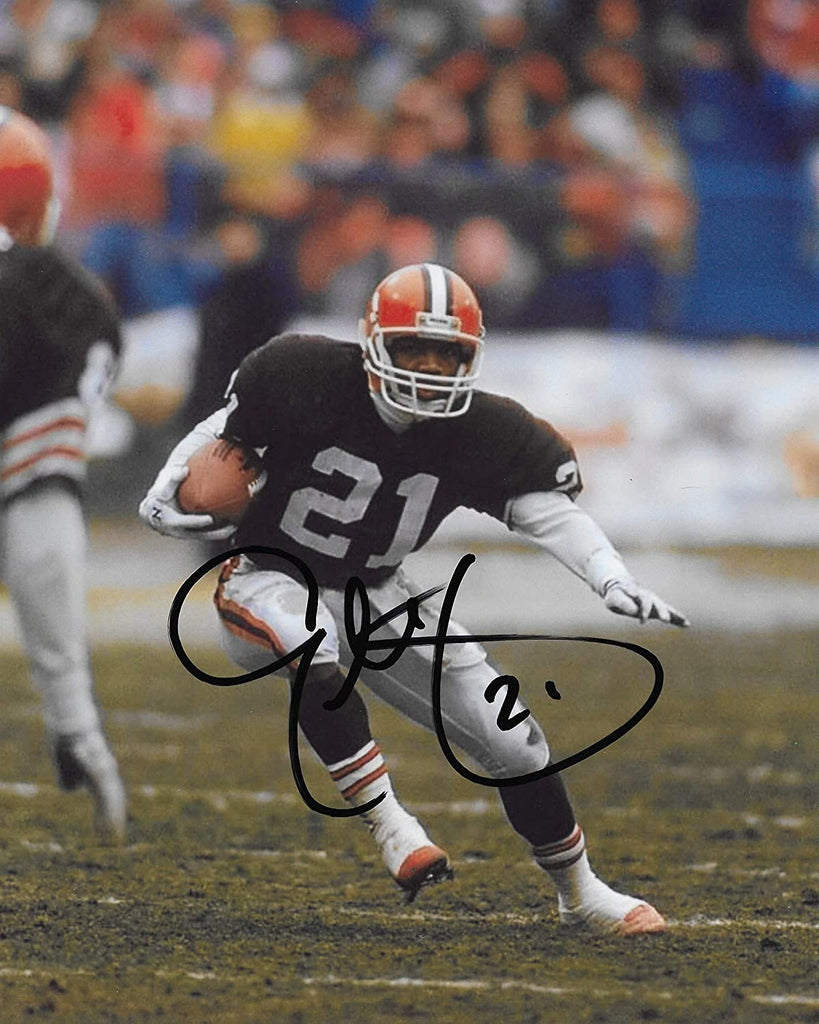 Eric Metcalf autographed Cleveland Browns football 8x10 photo proof COA.