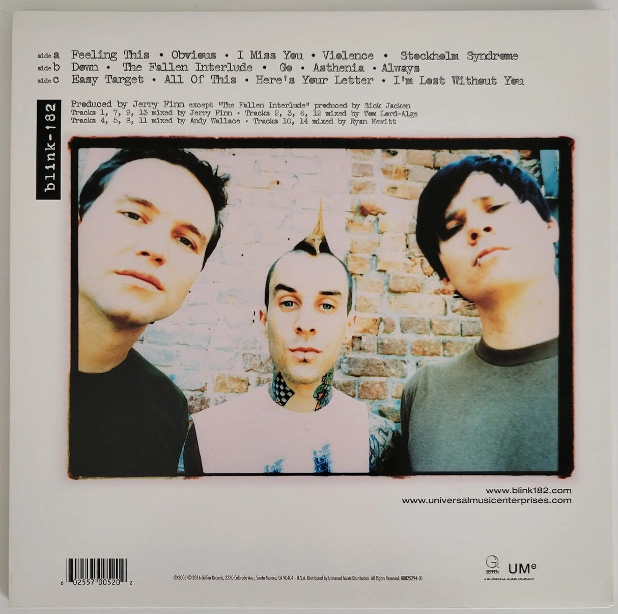 Travis Barker Mark Hoppus Tom Delonge signed Blink 182 album vinyl COA proof STAR