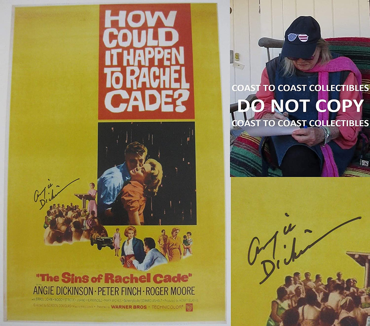 Angie Dickinson signed 12x18 The Sins of Rachel Cade movie poster COA proof STAR