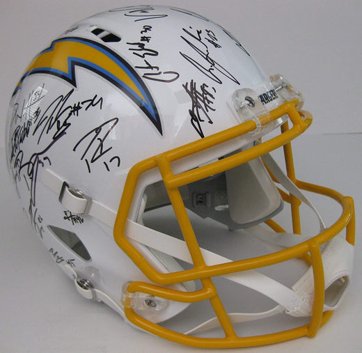 El equipo de Los Angeles Chargers 2019 firmó un casco de fútbol de velocidad de tamaño completo a prueba de COA