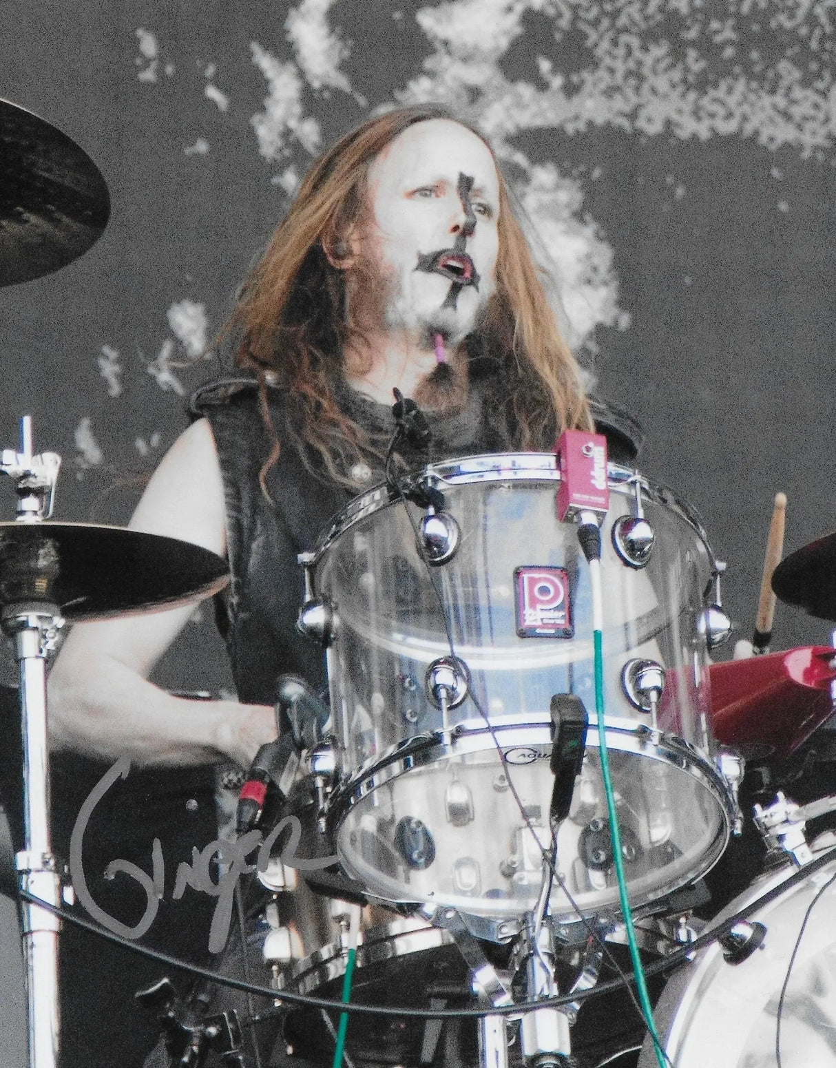 Ginger Fish signed 8x10 photo proof COA autographed Rob Zombie & Marilyn Manson Drummer. Star