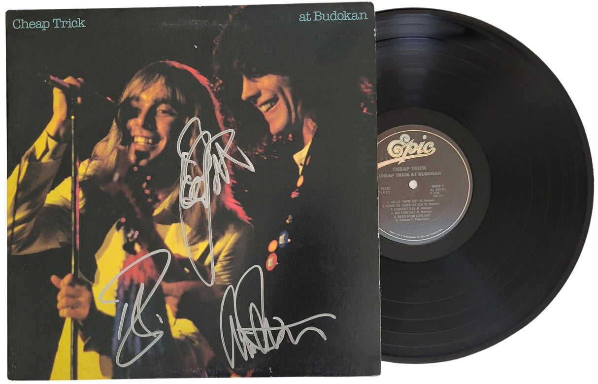 Cheap Trick band signed at Budokan album Vinyl COA proof Robin Zander,Rick Nielsen,Tom Peterson star