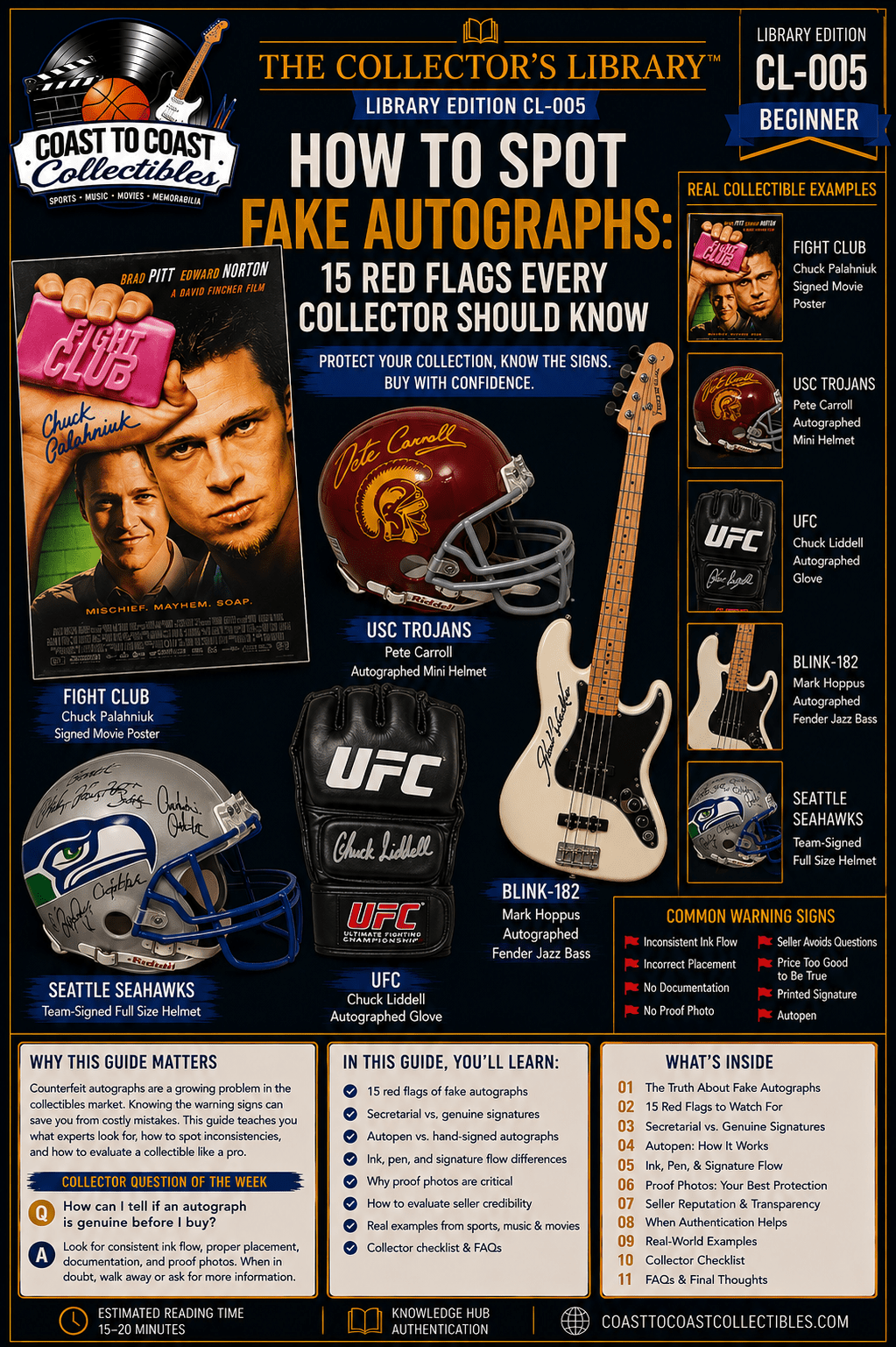 How to Spot Fake Autographs Collector's Library CL-005 cover by Coast to Coast Collectibles