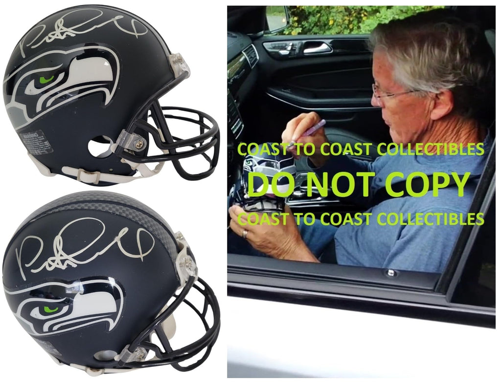 Pete Carroll Signed Seahawks Mini Football Helmet Proof COA. Autographed