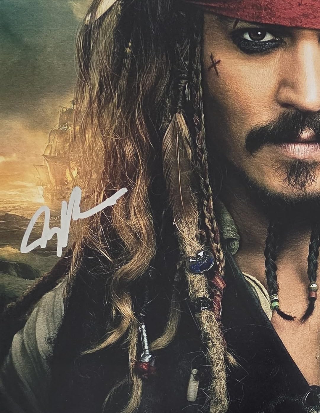 Johnny Depp Signed Pirates of the Caribbean On Stranger Tides 12x18 Photo COA Proof Autographed Jerry Bruckheimer..