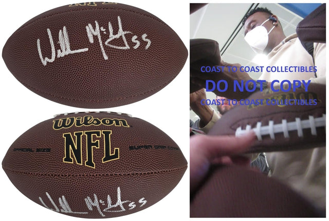 Willie McGinest signed football proof COA autographed New England Patriots USC Trojans