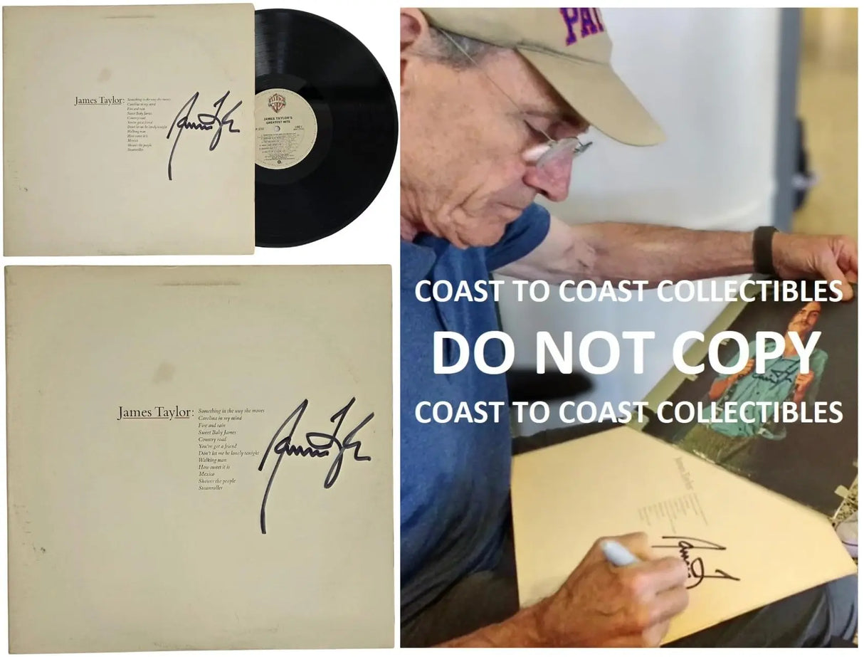 James Taylor Signed Greatest Hits Album COA Exact Proof Autographed Vinyl Record
