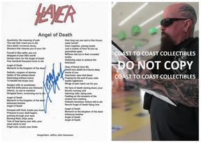 Kerry King Signed Slayer Angel of Death Lyrics Sheet COA Exact Proof Autographed