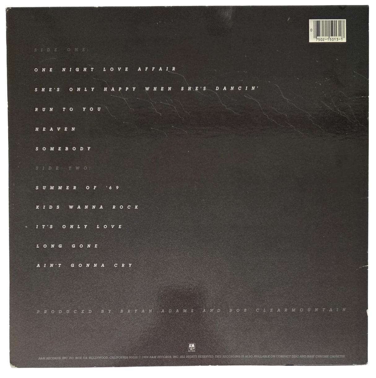 Bryan Adams Signed Reckless Album COA Exact Proof Autographed Vinyl Record