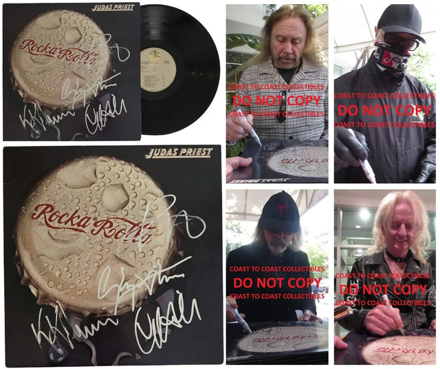 Judas Priest Signed Rocka Rolla Album COA Proof Autographed Vinyl Record Halford Tipton Hill Downing Judas Priest