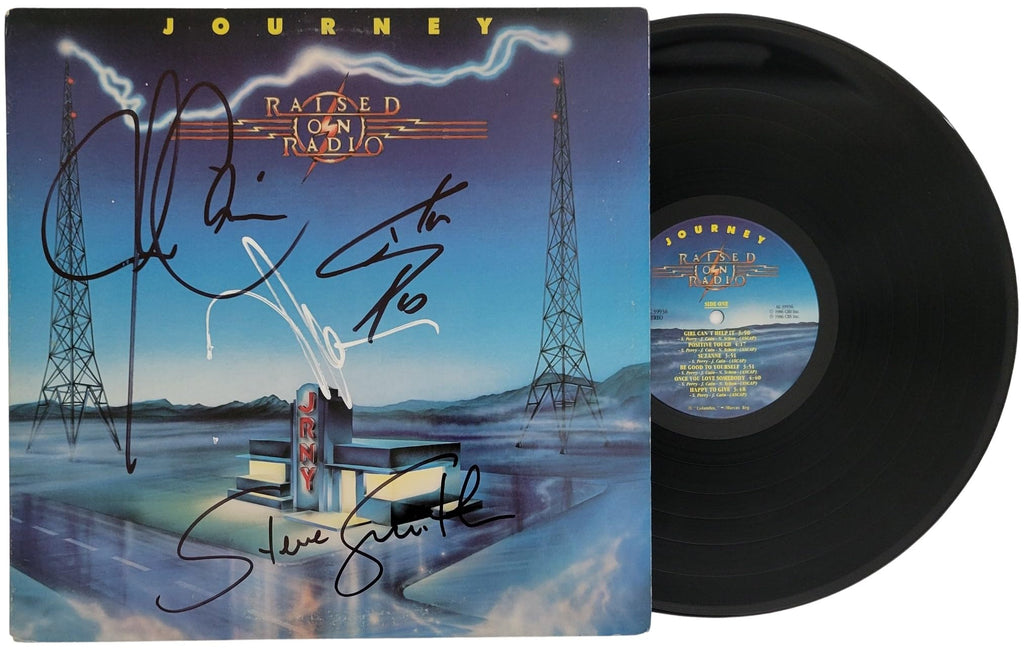 Journey Signed Raised on Radio Album COA Proof Autographed Vinyl Record Steve Perry, Steve Smith, Neal Schon, Jonathan Cain STAR