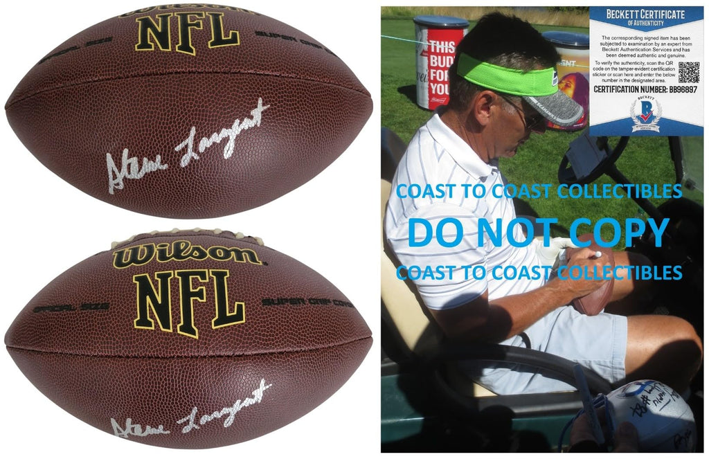 Steve Largent Signed Football Proof Beckett COA Autographed Seattle Seahawks Tulsa Golden Hurricane