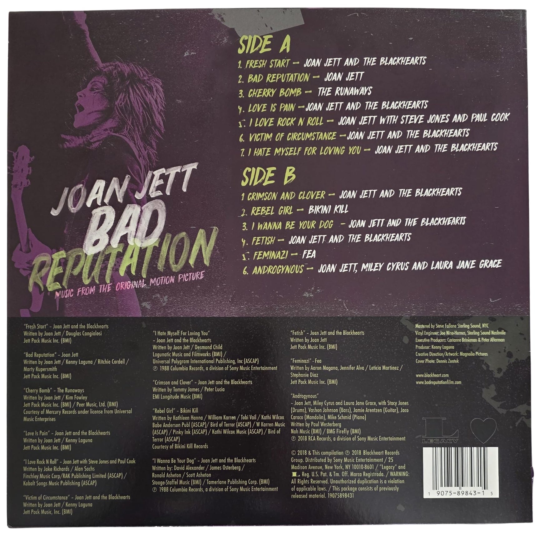 Joan Jett Signed Bad Reputation Album COA Exact Proof Autographed Vinyl Record