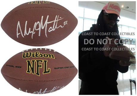 Alexander Mattison Signed Football Proof COA Autographed Raiders Vikings Boise State Broncos