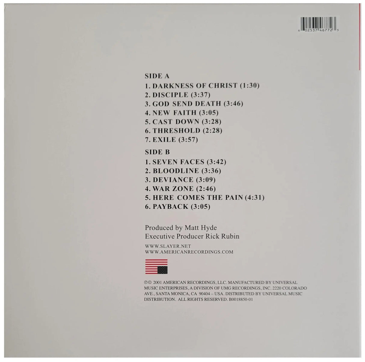 Kerry King Signed Slayer God Hates Us All Album COA Proof Autographed Vinyl Record