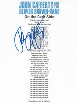 John Cafferty Signed On the Dark Side Lyrics Sheet COA Exact Proof Autographed