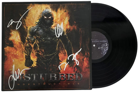 Disturbed Band Signed Indestructible Album COA Proof Autographed Vinyl Record David Draiman,Dan Donegan,Mike Wengren,John Moyer