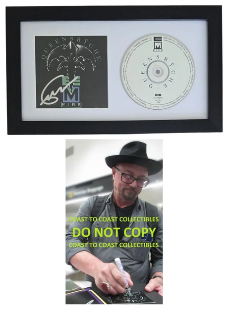 Geoff Tate signed Queensryche Empire CD COA Proof Autographed Framed CD 12x7