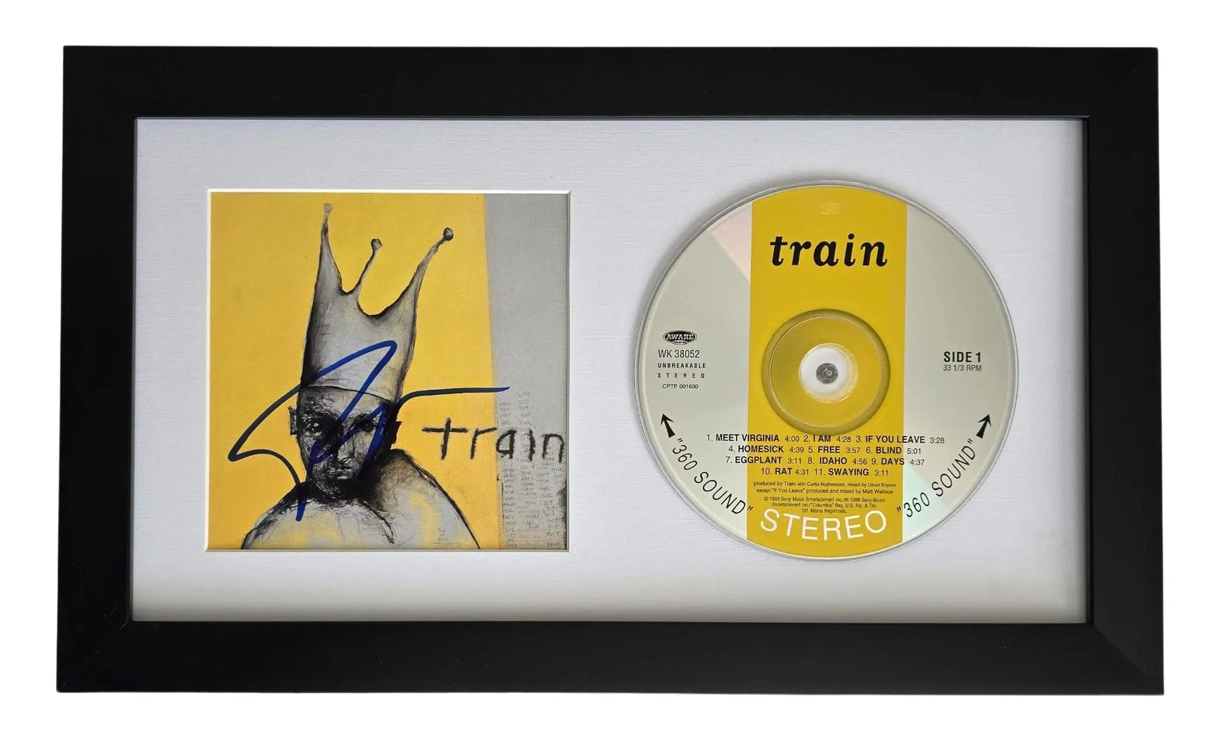 Patrick Monahan Signed Train CD COA Proof Autographed Framed CD STAR
