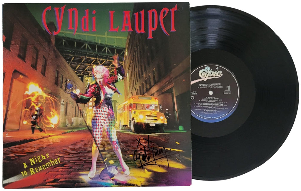 Cyndi Lauper Signed A Night to Remember Album COA Proof Autographed Vinyl Record STAR
