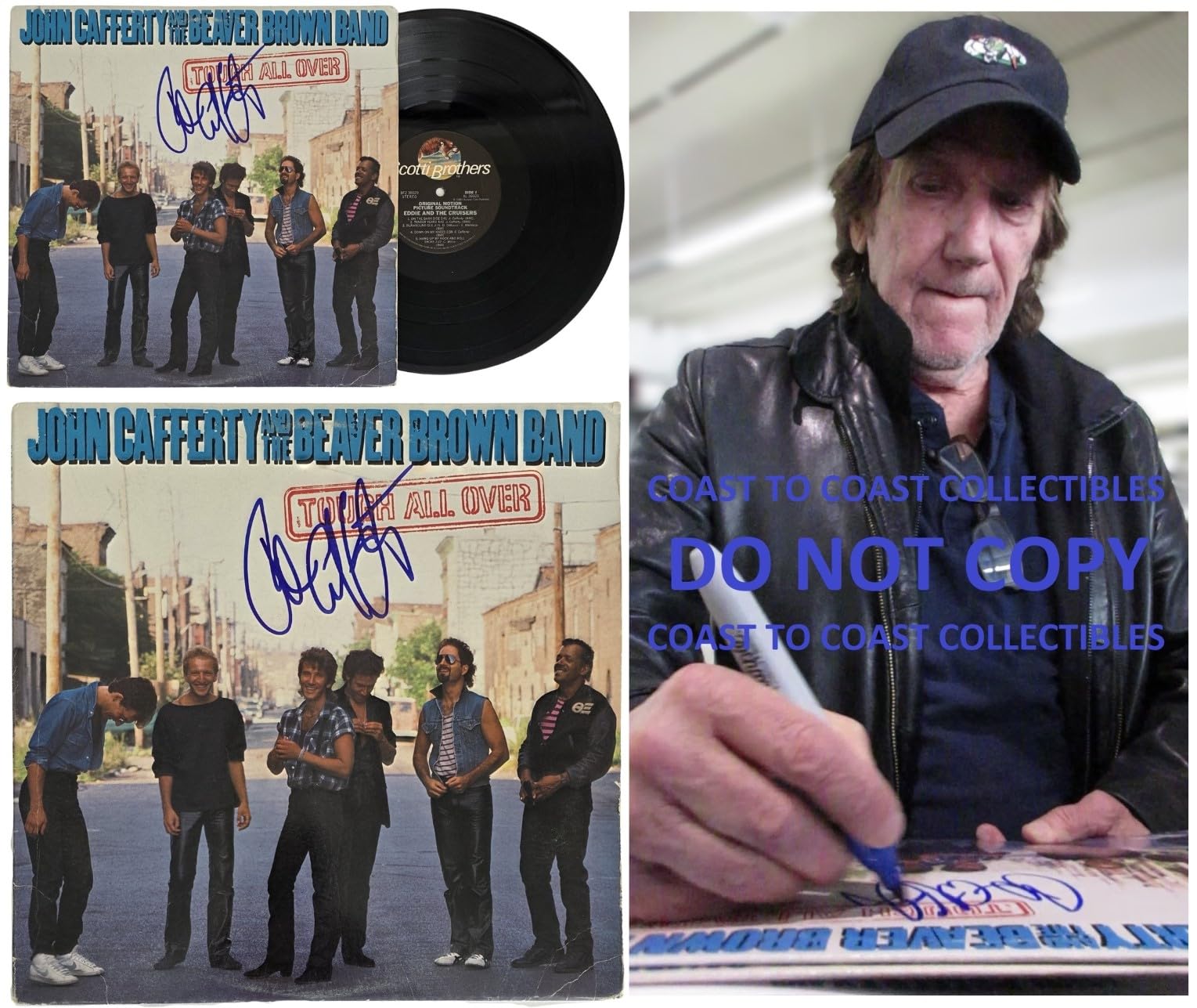 John Cafferty Signed Tough All Over Album COA Proof Autographed Vinyl Record