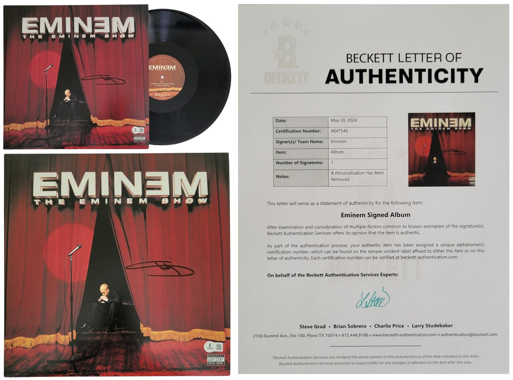 Slim Shady Signed The Eminem Show Album Beckett COA Autographed Vinyl Record Rare