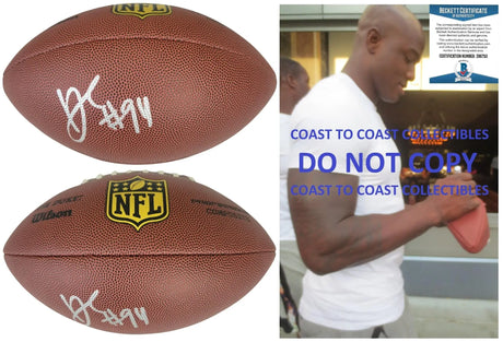 DeMarcus Ware Signed Football Proof Beckett COA Dallas Cowboys Denver Broncos Autographed
