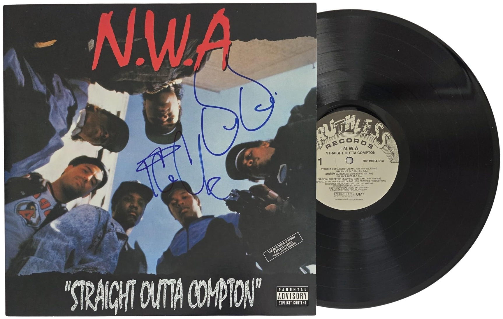 Dr. Dre & Ice Cube Signed NWA Straight Outta Compton Album COA Proof Autographed