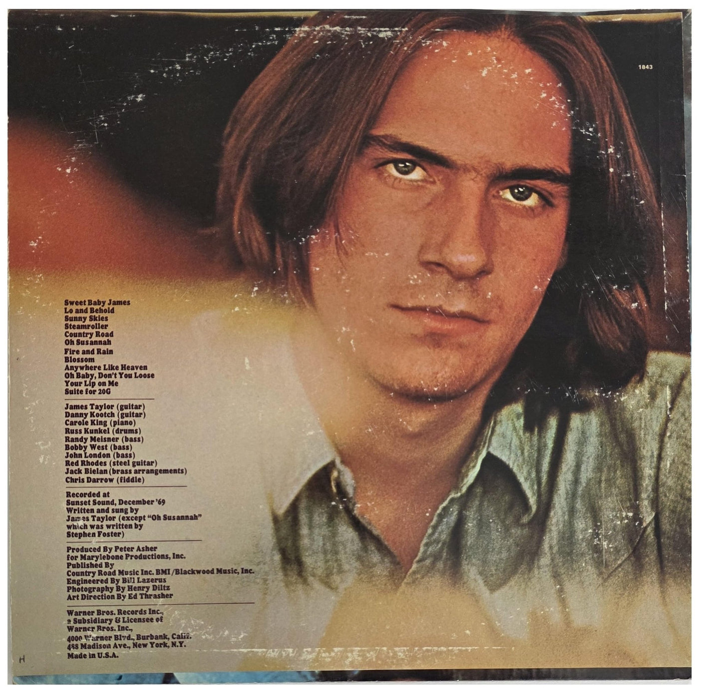James Taylor signed Sweet Baby James album vinyl COA Exact Proof Autographed
