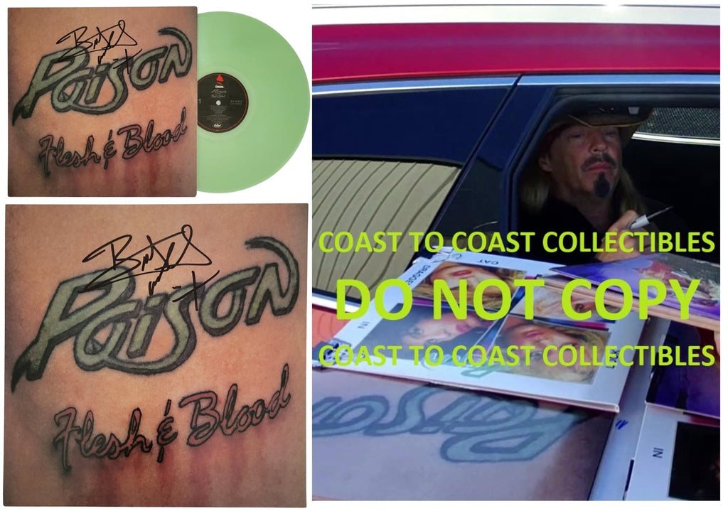 Bret Michaels Signed Poison Flesh & Blood Album COA Proof Autographed Vinyl Record