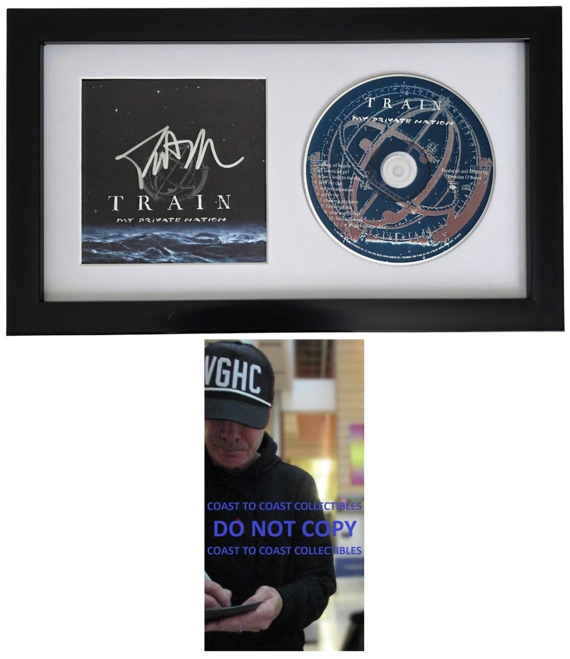 Patrick Monahan Signed Train My Private Nation CD COA Proof Autographed Framed CD STAR