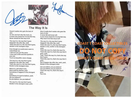 Jeff Keith & Frank Hannon Signed Tesla The Way It Is Lyrics Sheet COA Proof Autographed