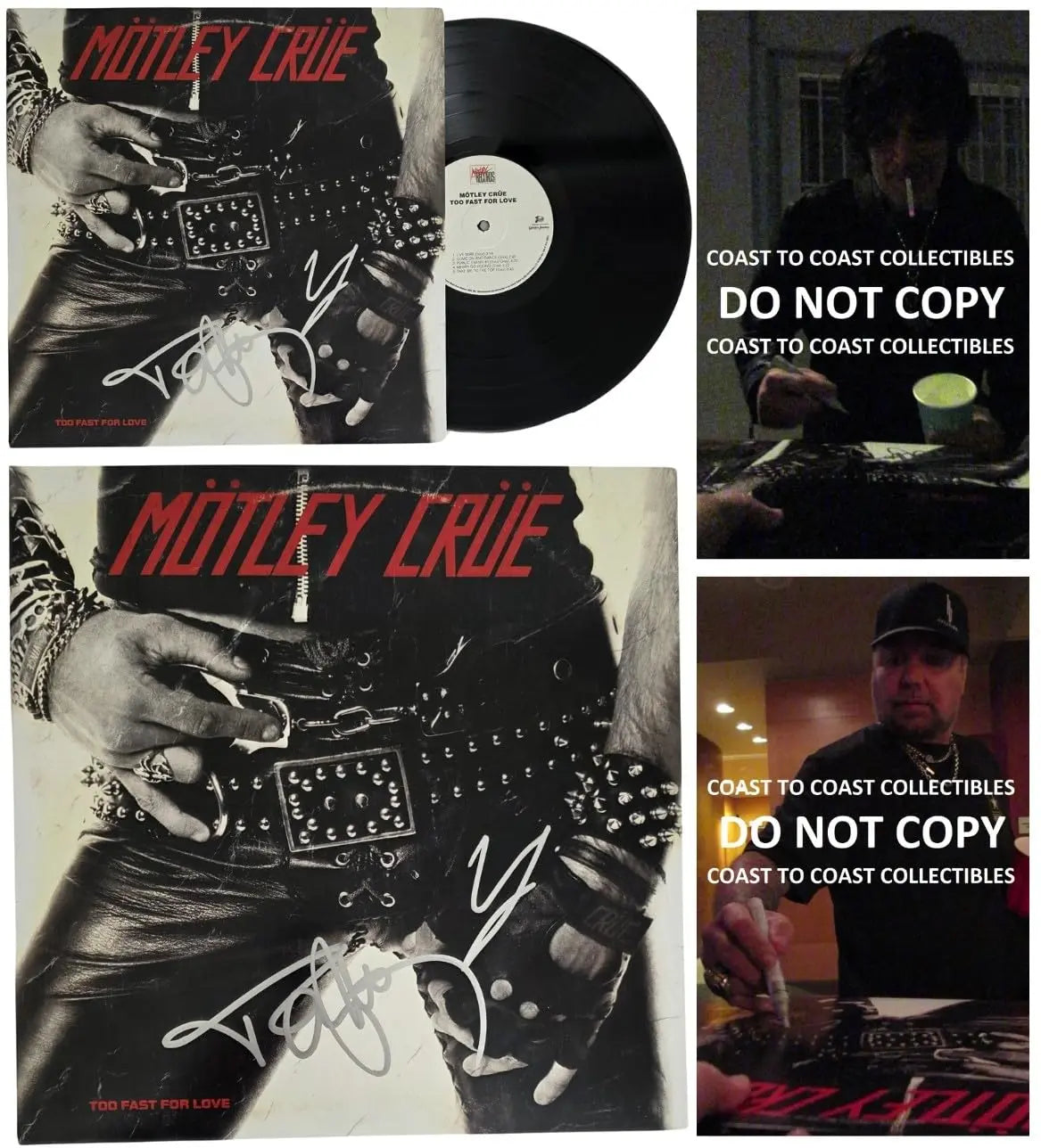 Vince Neil Tommy Lee Signed Too Fast For Love Album COA Proof Autographed Motley Crue Vinyl Record
