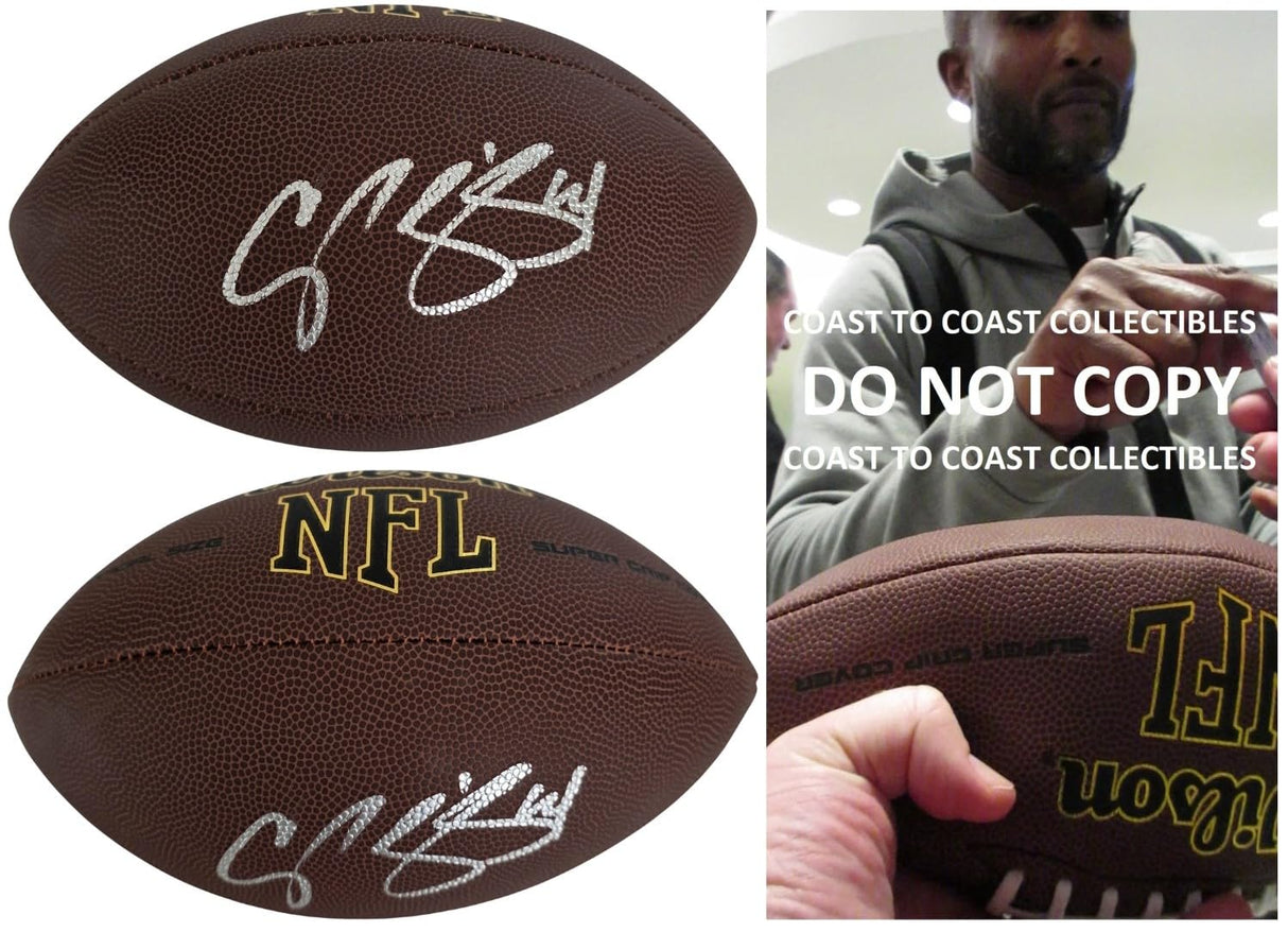 Champ Bailey Signed Football Proof COA Autographed Denver Broncos Washington Georgia Bulldogs