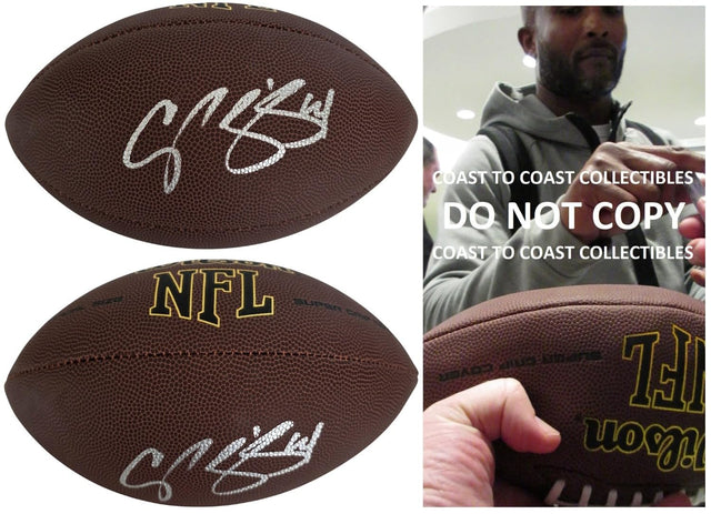 Champ Bailey Signed Football Proof COA Autographed Denver Broncos Washington Georgia Bulldogs