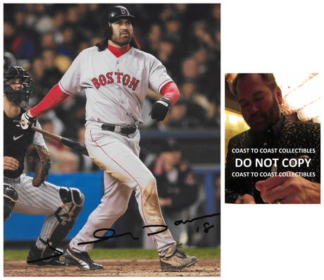 Johnny Damon Signed Red Sox Baseball 8x10 Photo Proof COA Autographed