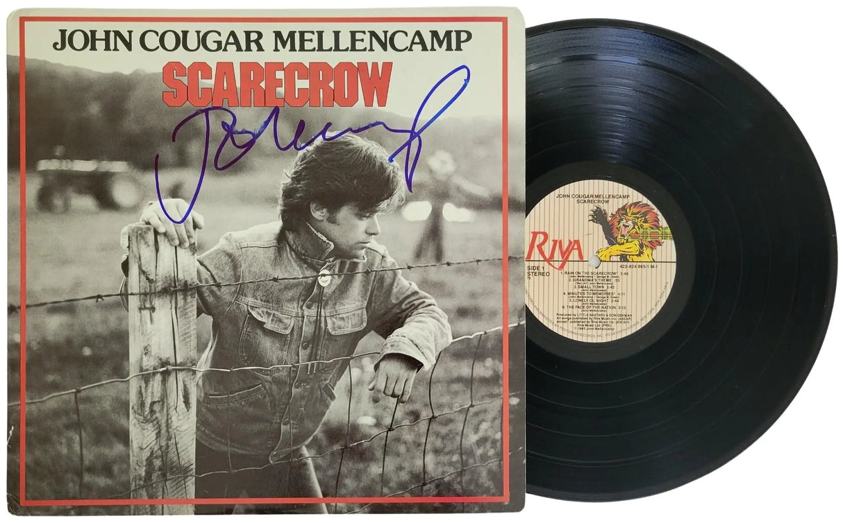 John Cougar Mellencamp Signed Scarecrow Album Vinyl Record Proof Beckett COA