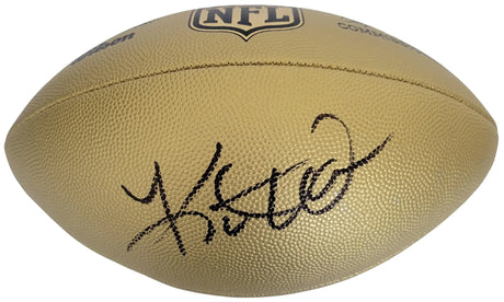 Kurt Warner Signed Gold Football Proof COA Autographed Arizona Cardinals St Louis Rams