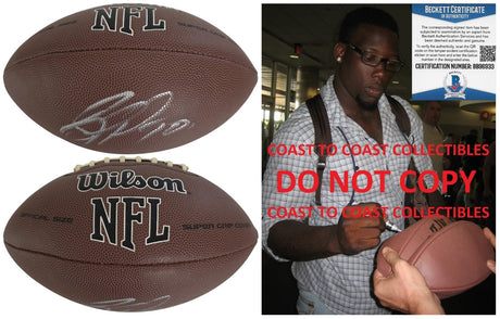 Jason Pierre Paul Signed Football Proof Beckett Autographed Tampa Bay Buccaneers New York Giants