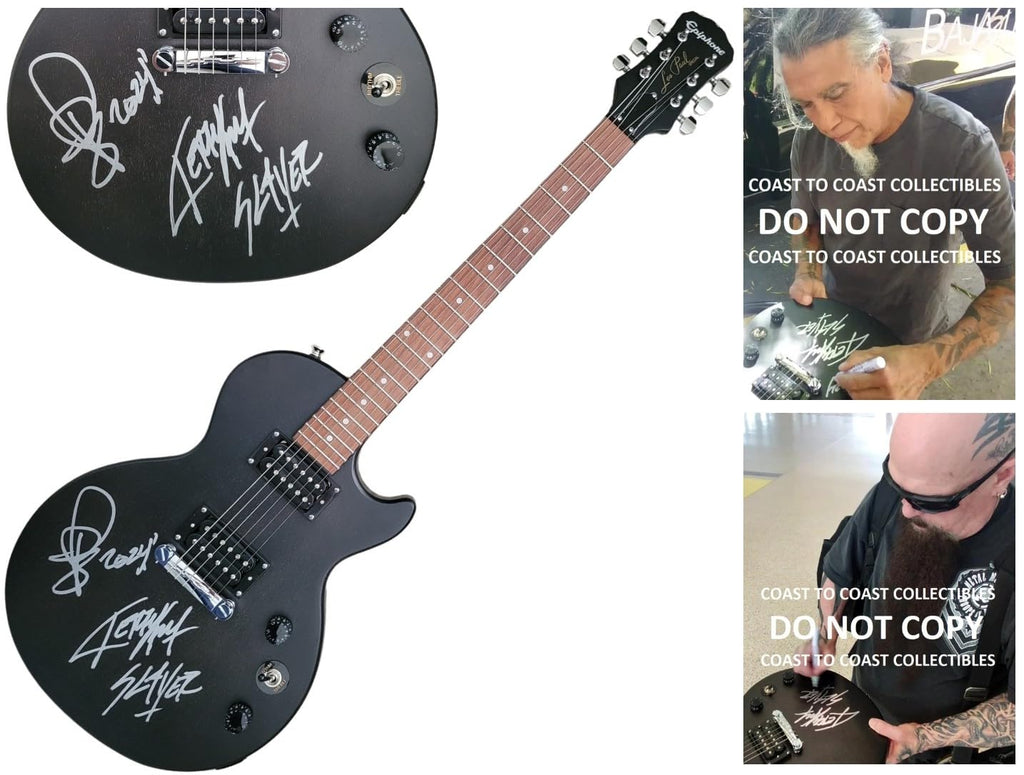 Slayer Tom Araya Kerry King Signed Les Paul Electric Guitar COA Proof Autographed