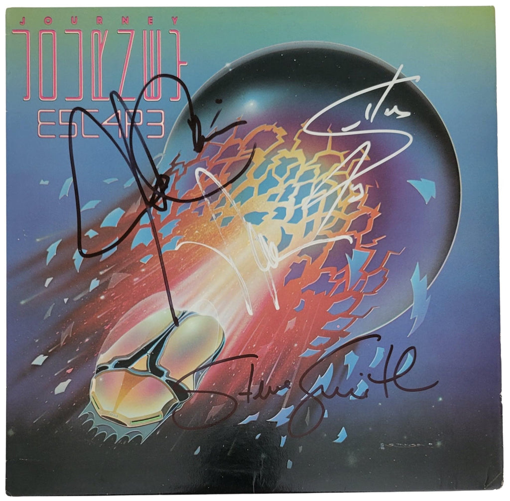 Journey Signed Escape Album COA Proof Autographed Vinyl Record Steve Perry, Steve Smith, Neal Schon, Jonathan Cain STAR