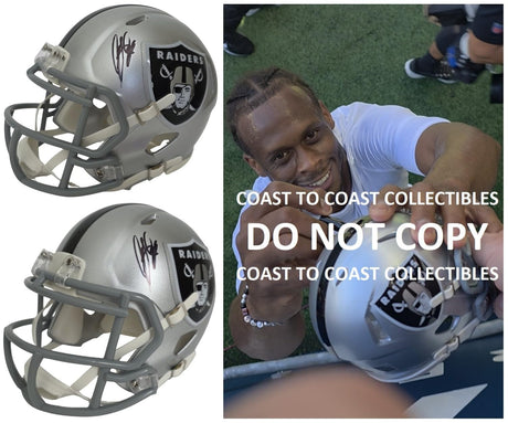 Geno Smith Signed Raiders Mini Football Helmet Proof COA Autographed Las Vegas Raiders
