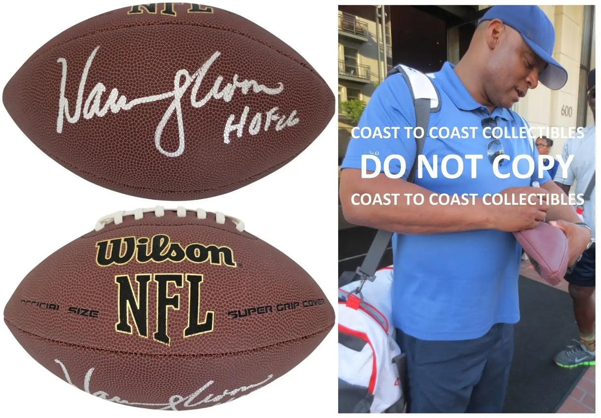 Warren Moon Signed Football Proof COA Autographed Seahawks Oilers Chiefs