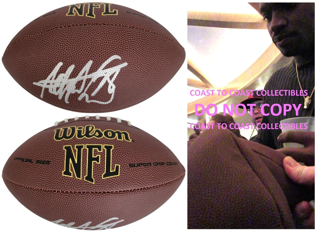 Adrian Peterson Signed Football Proof COA Autographed Minnesota Vikings Oklahoma Sooners